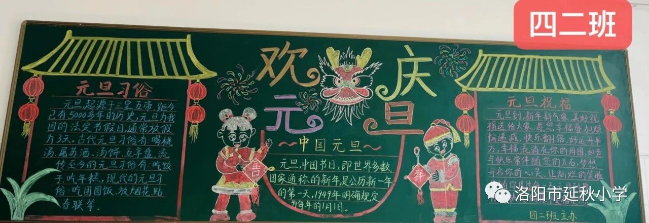 龙年元旦快乐黑板报（小学四年级）-第2张