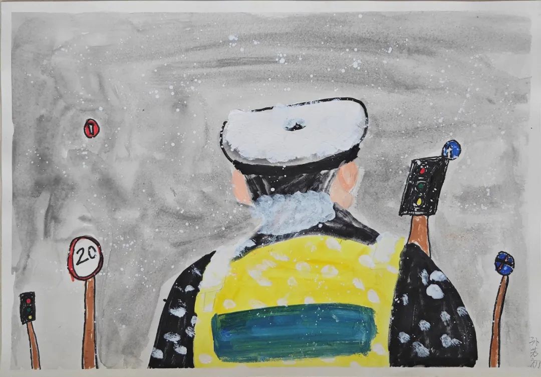 “你好 警察节”孩子们画笔下的警察儿童绘画（9）