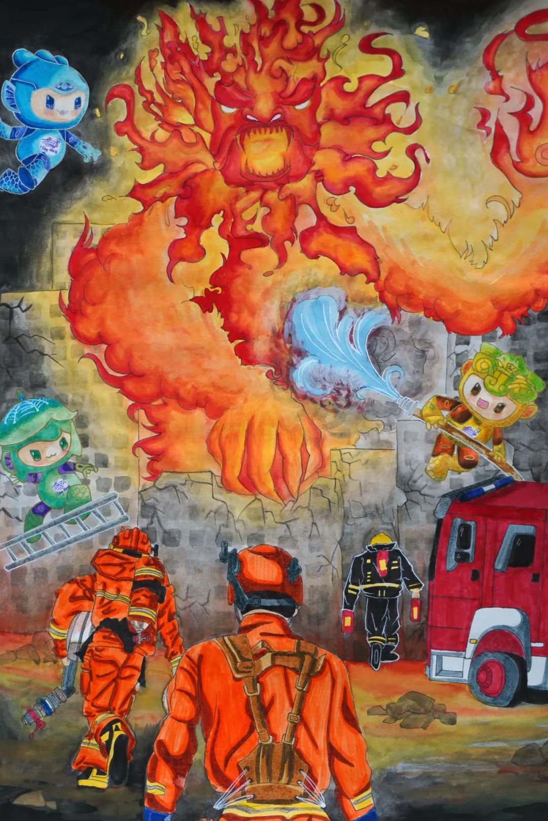 “烈火英雄 中国力量”消防安全儿童画作品-第2张