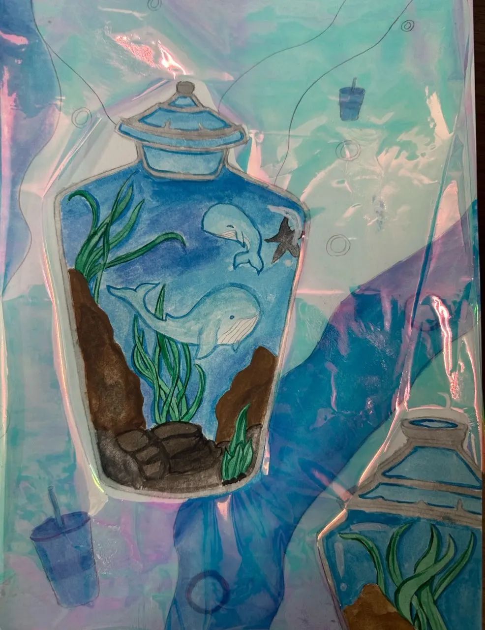 “保护海洋水 共育生态美”环保主题儿童画画（12）