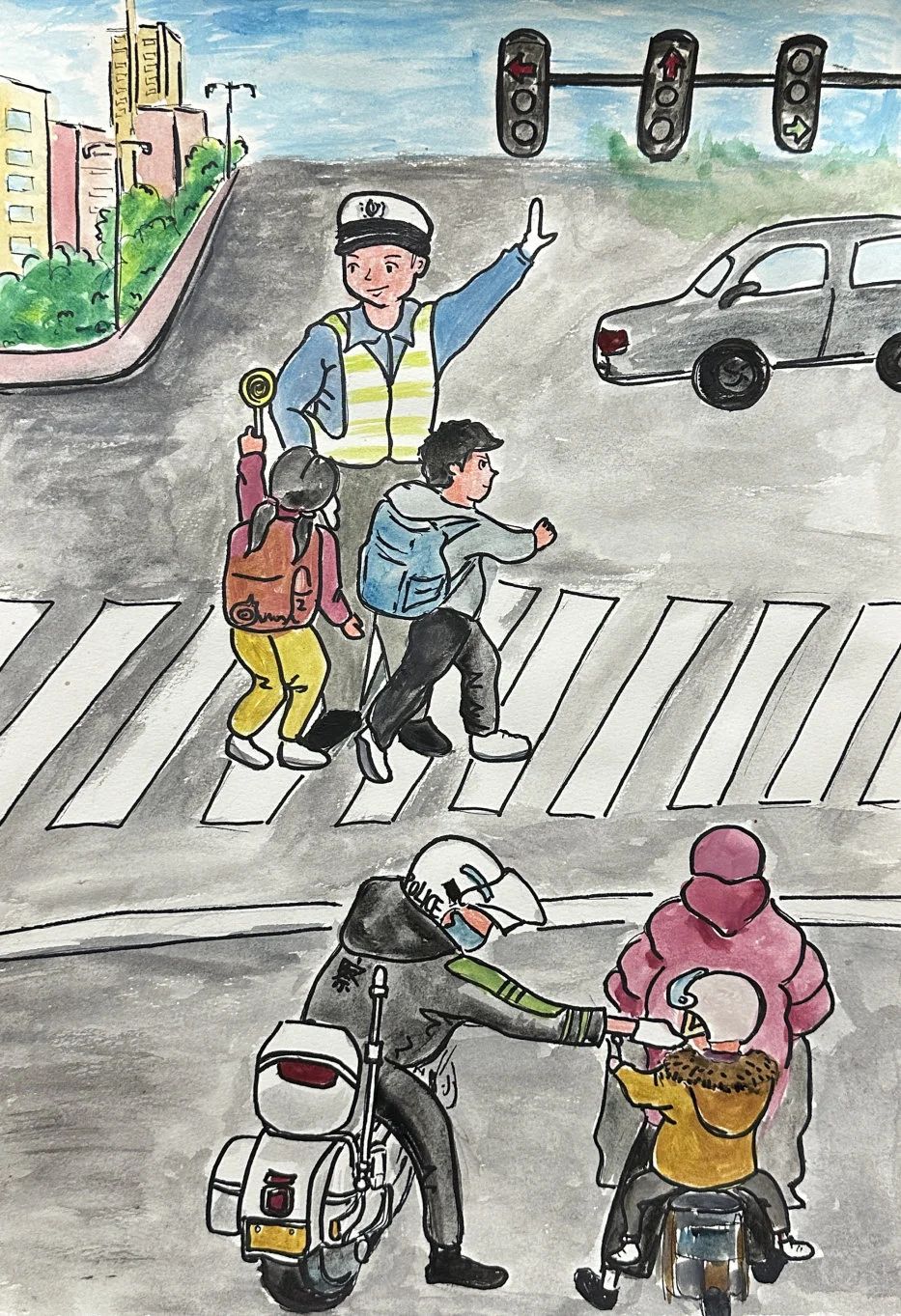 “可爱的人民警察”小学儿童绘画（十八）