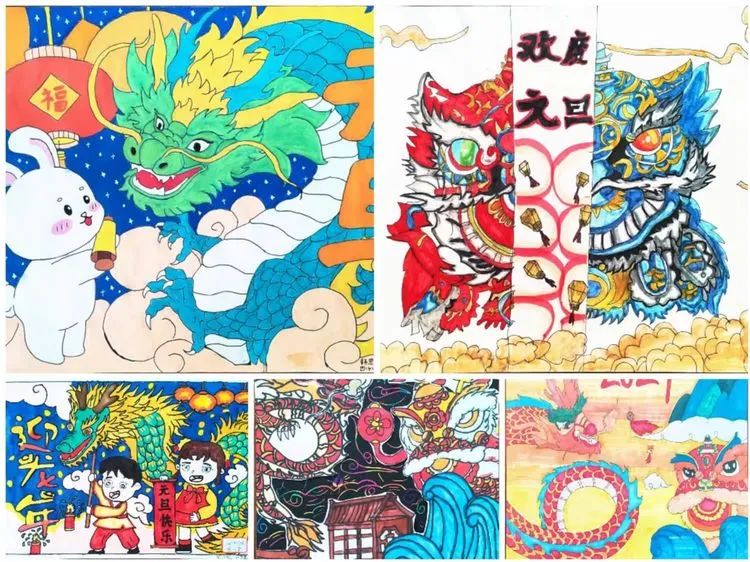 2024龙年元旦创意儿童绘画作品（6）
