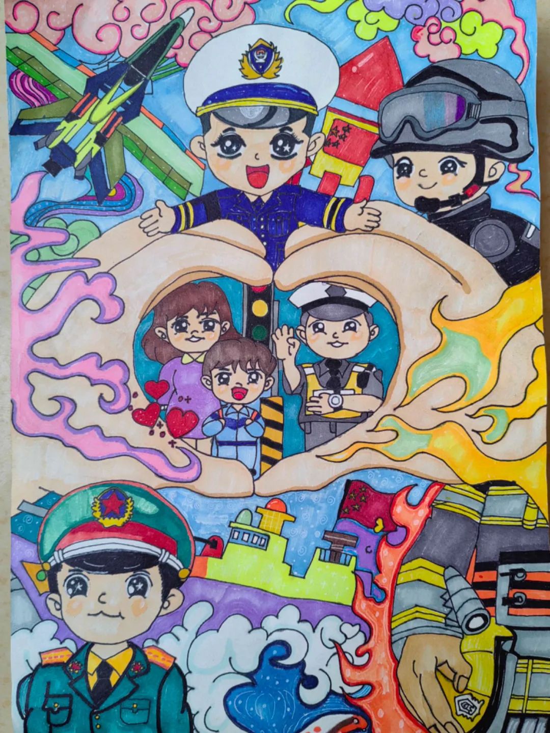 关于警察节的儿童绘画图片（15）