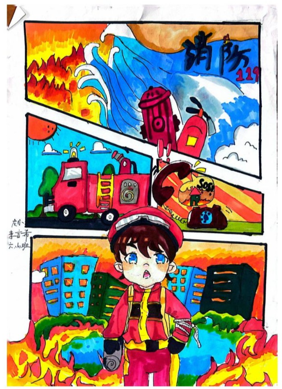 关于“消防安全 人人有责”主题儿童绘画作品-第1张