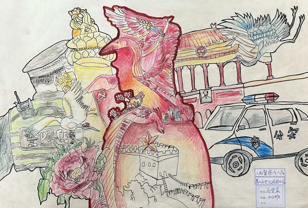 “可爱的人民警察”小学儿童绘画（八）