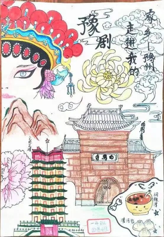 5张“走进我的家乡——豫州”儿童画
