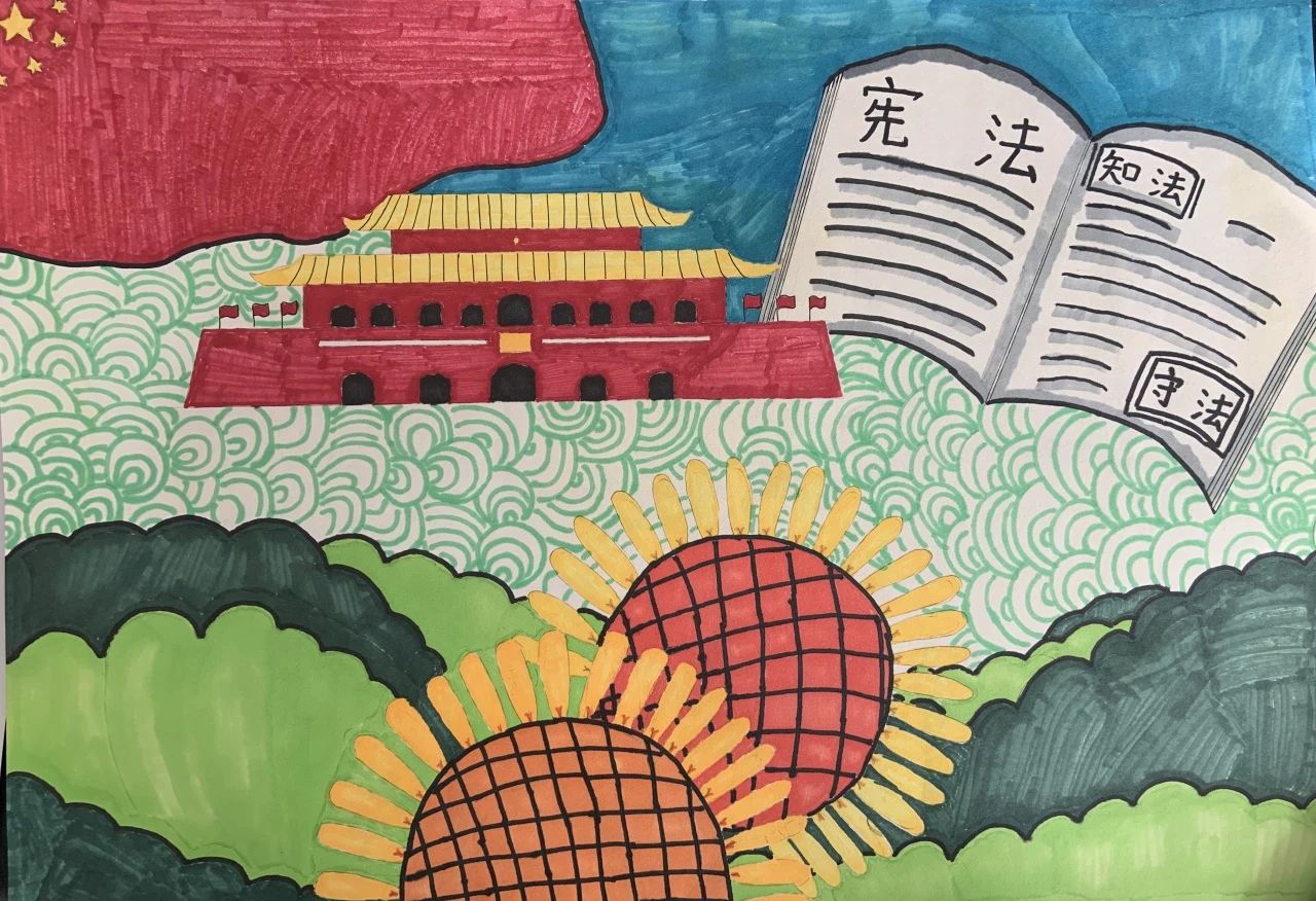 向宪法致敬主题儿童绘画-第4张