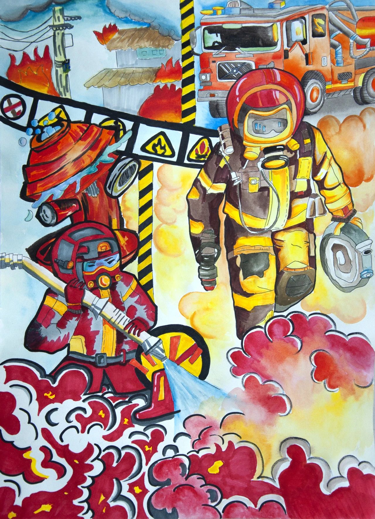 《关注消防 关爱生命》优秀儿童画作品展示-第1张