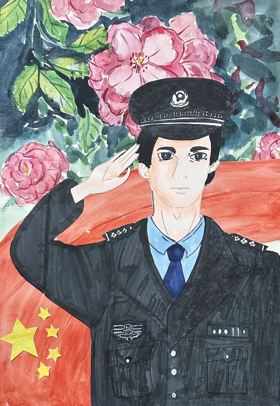 “可爱的人民警察”小学儿童绘画（十二）