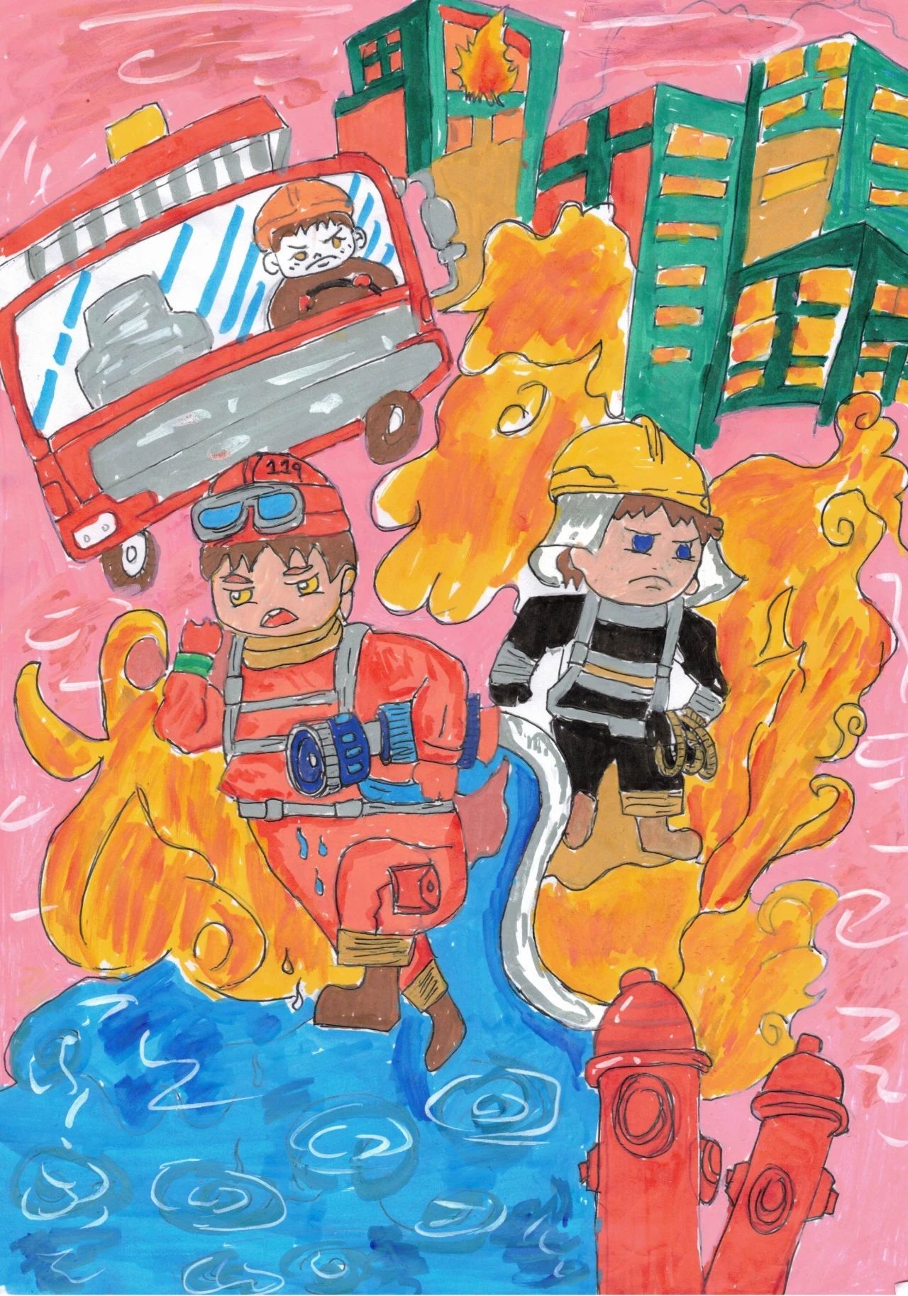 《关注消防 关爱生命》优秀儿童画作品展示-第4张