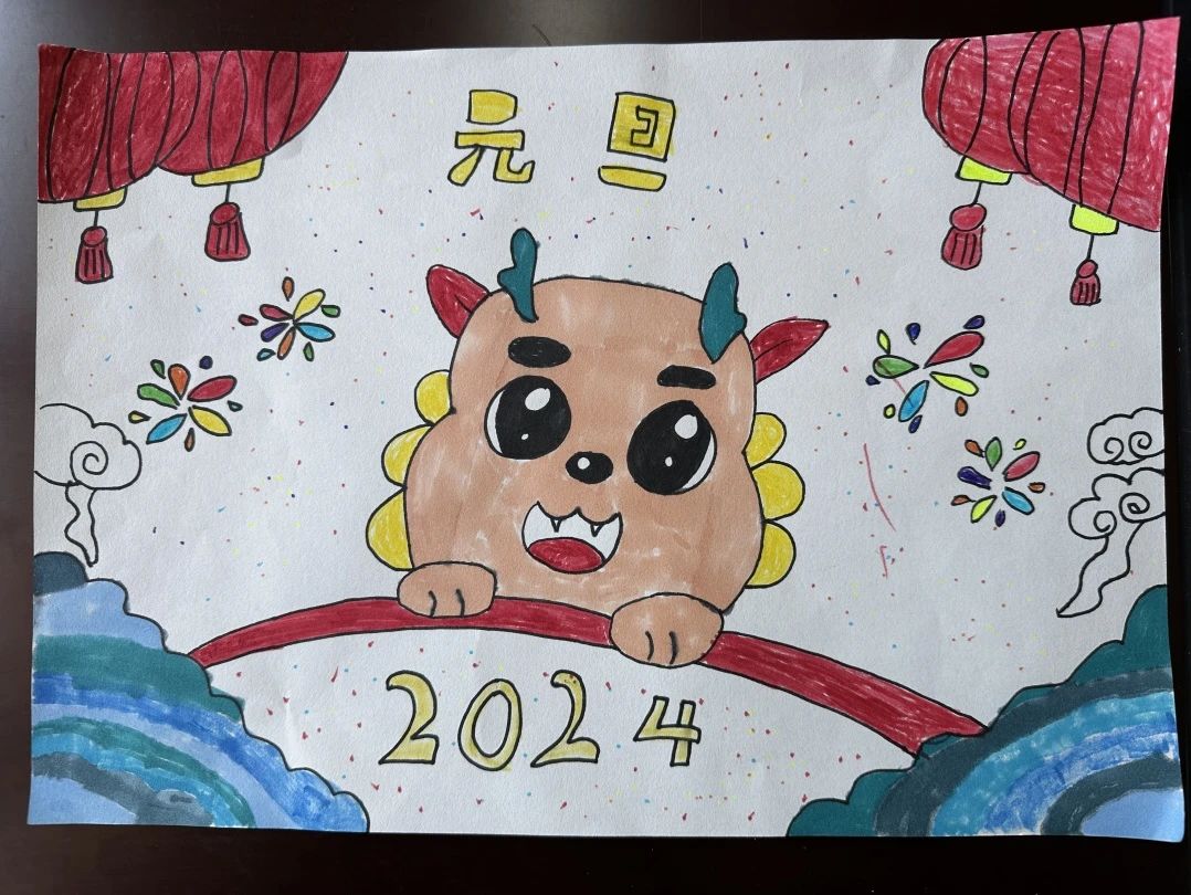 简单的喜迎元旦主题绘画（7）