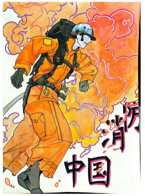 《消防英雄》儿童绘画优秀作品-第1张
