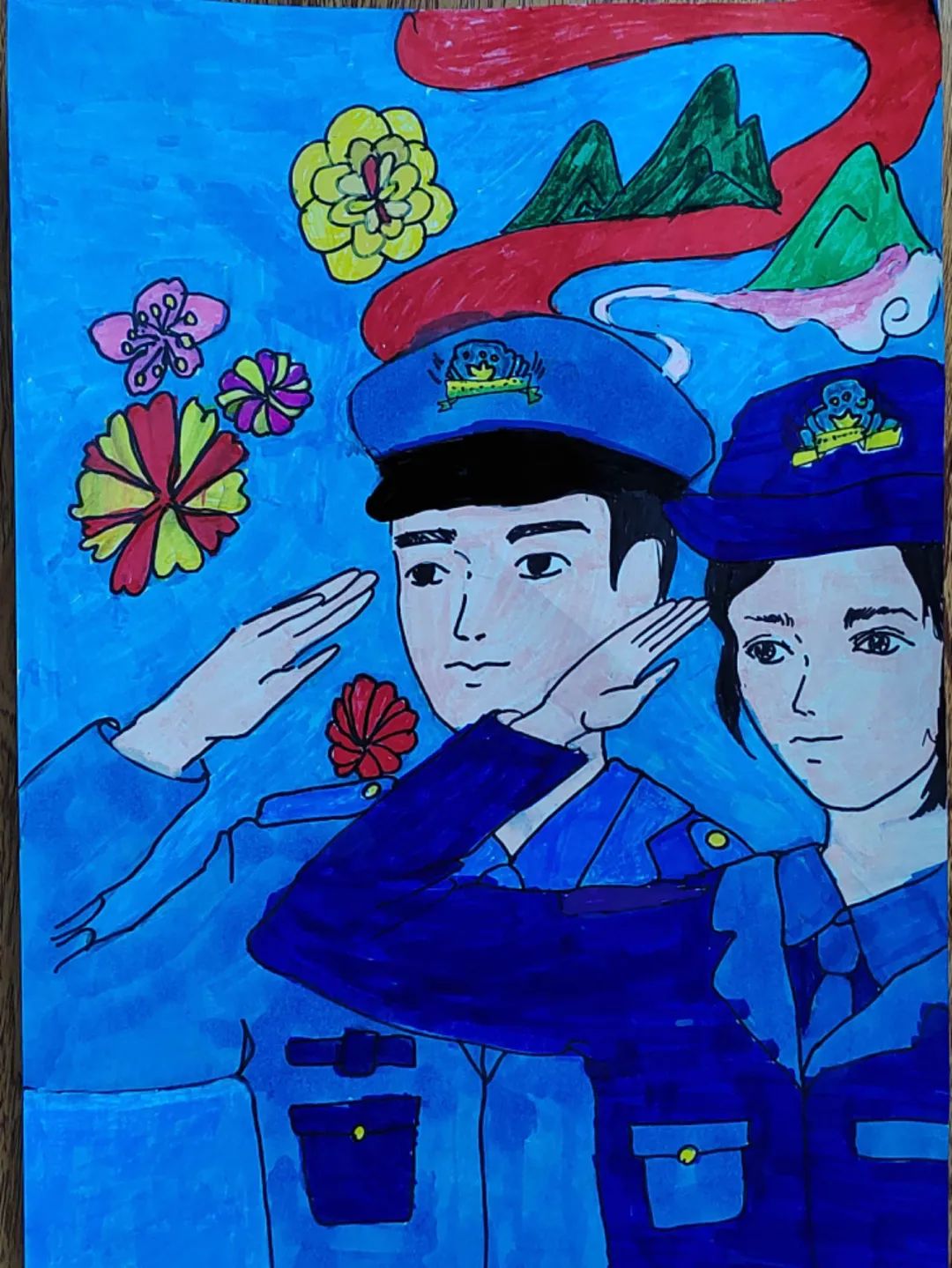“致敬英雄人民警察”少儿绘画优秀作品（9）