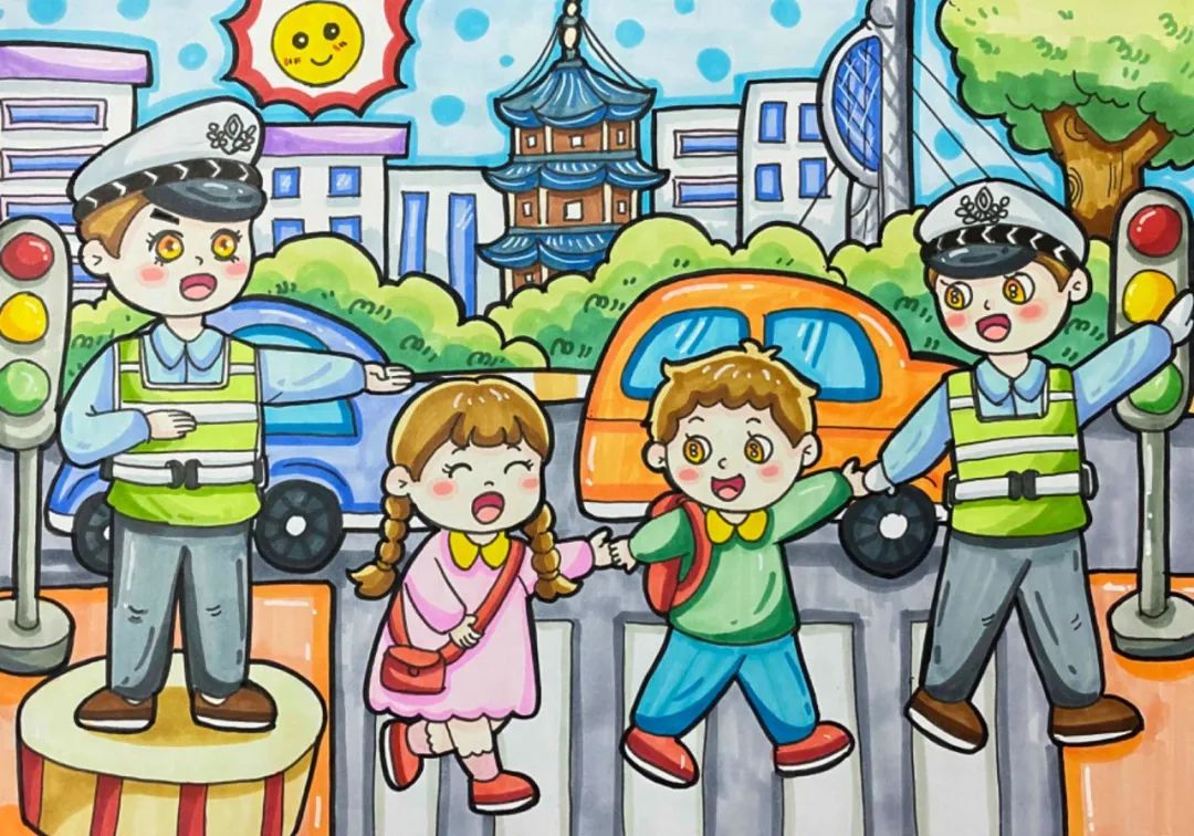 关于警察节的儿童绘画图片（5）