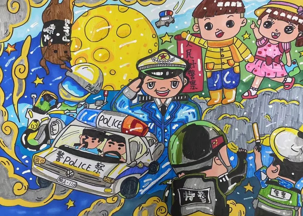“致敬人民警察”儿童画参赛作品（6）