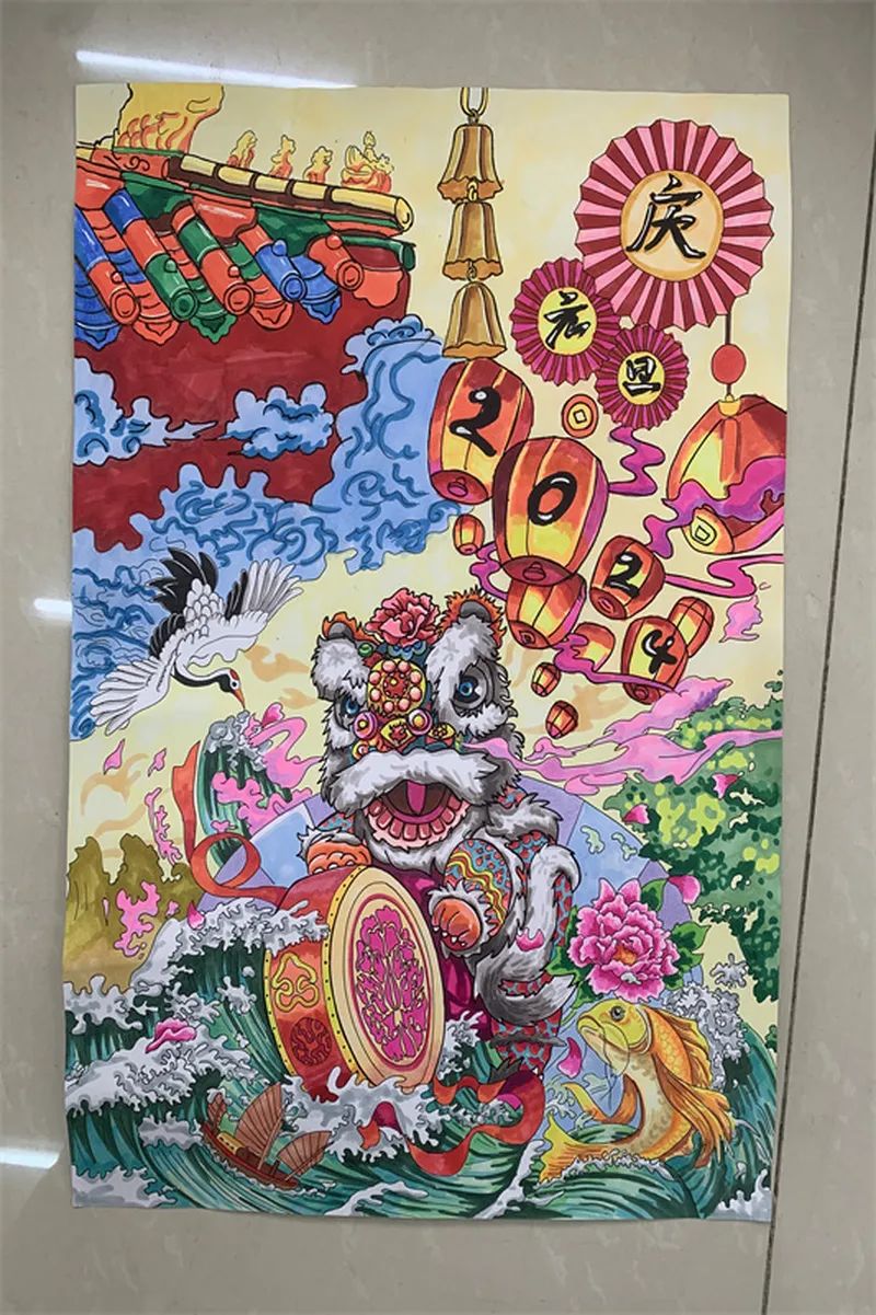 你好,2024龙年新年儿童画-第5张