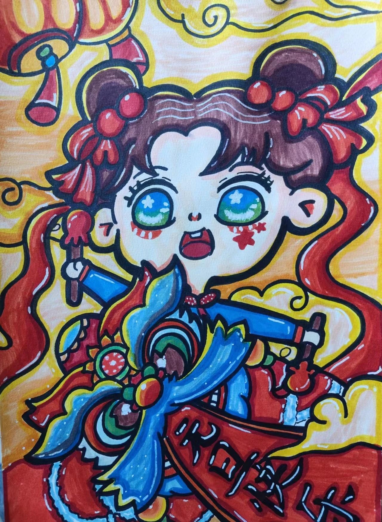 非常有艺术气息的2024龙年元旦节画画图片（11）