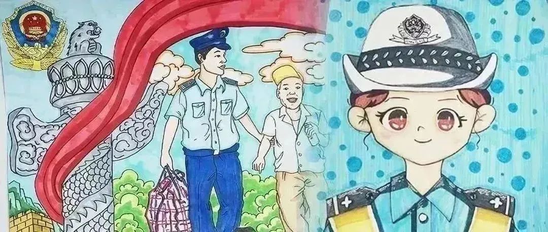 孩子们画笔下的警察蜀黍—警察节绘画（8）