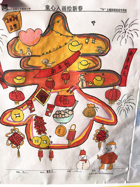 小学2024“龙年大吉 新年快乐”的绘画（18）