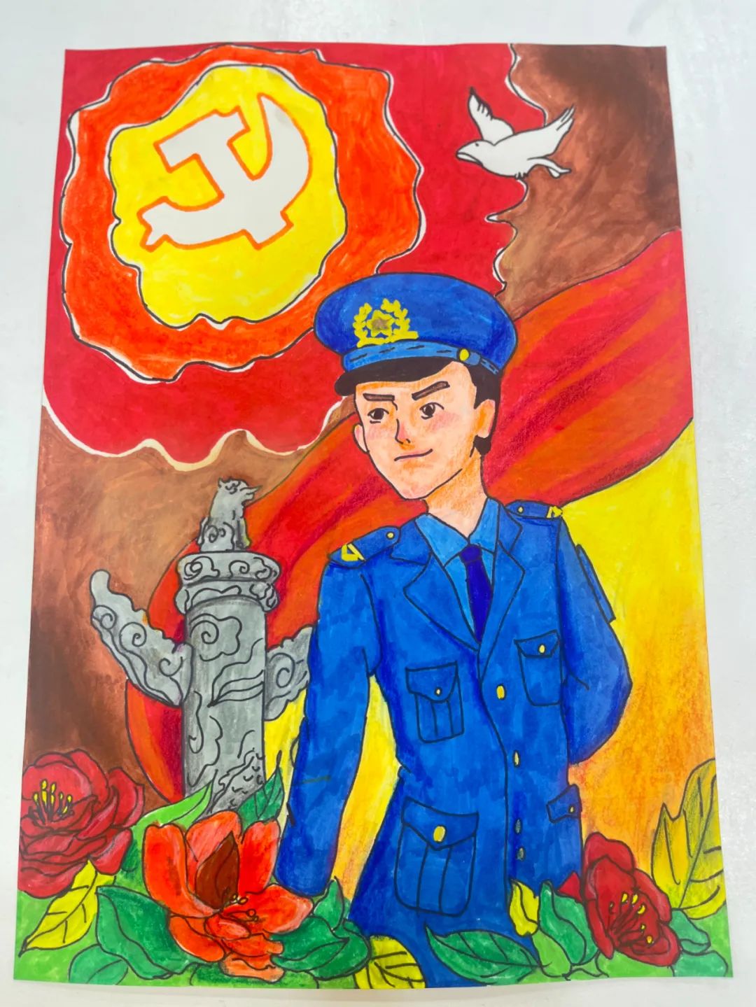 “致敬英雄人民警察”少儿绘画优秀作品（6）