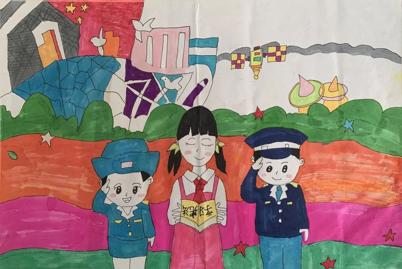 向宪法致敬主题儿童绘画-第2张