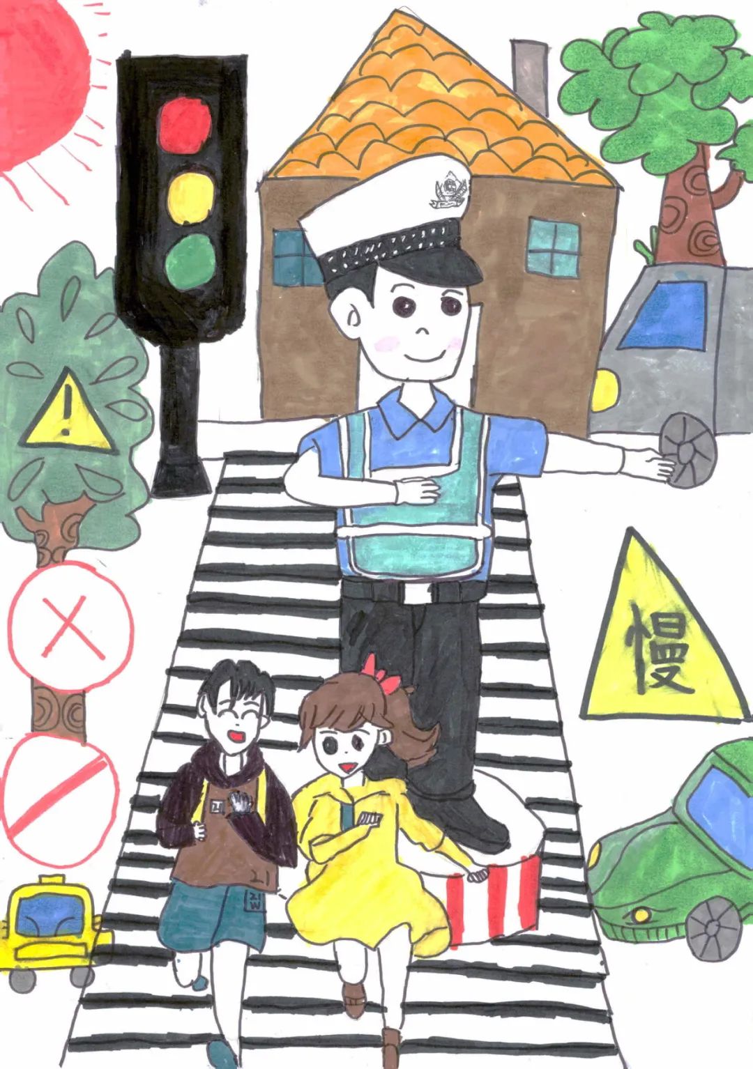 关于警察节的儿童绘画图片（2）