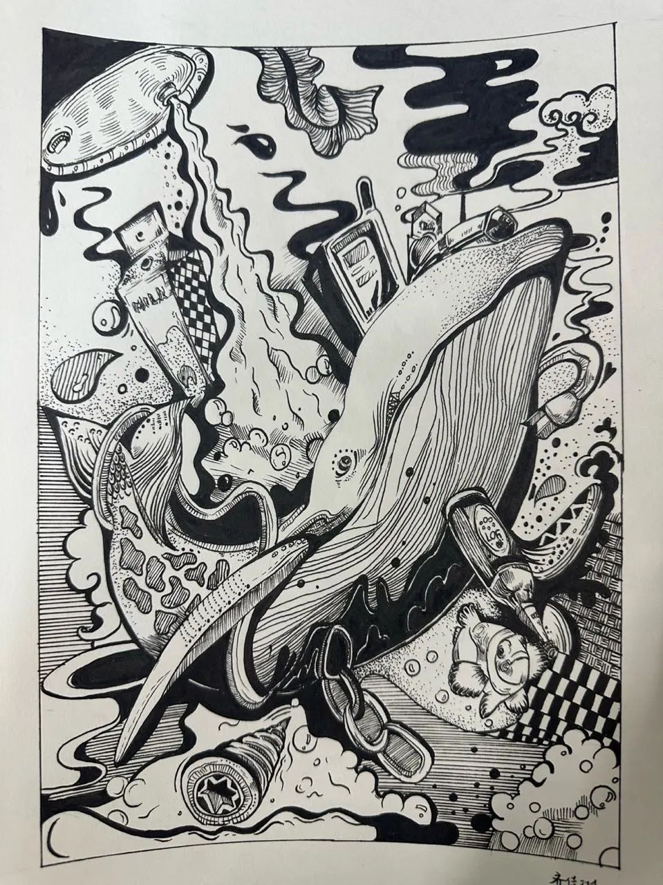 “保护海洋水 共育生态美”环保主题儿童画画（4）