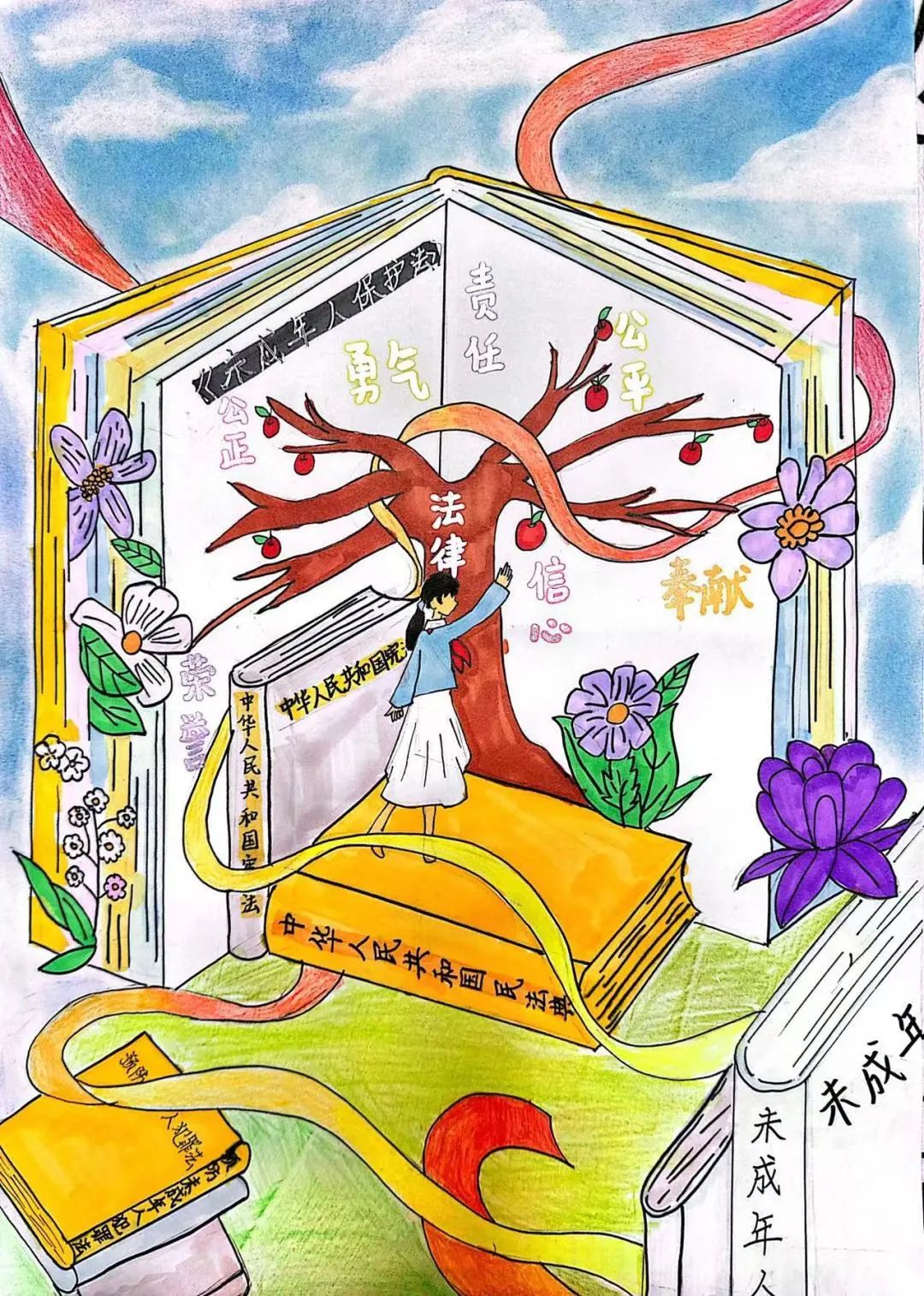 “弘扬宪法精神 争做守法少年”儿童画画图片-第5张