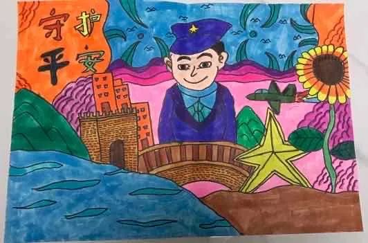 关于警察节的儿童绘画图片（13）