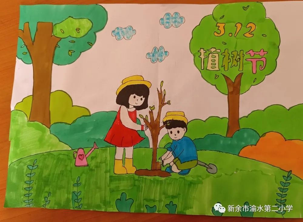 最新3月12日植树节主题画图片大全