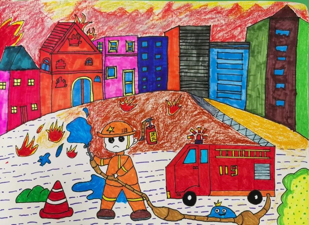 “我眼中的火焰蓝”消防绘画作品欣赏