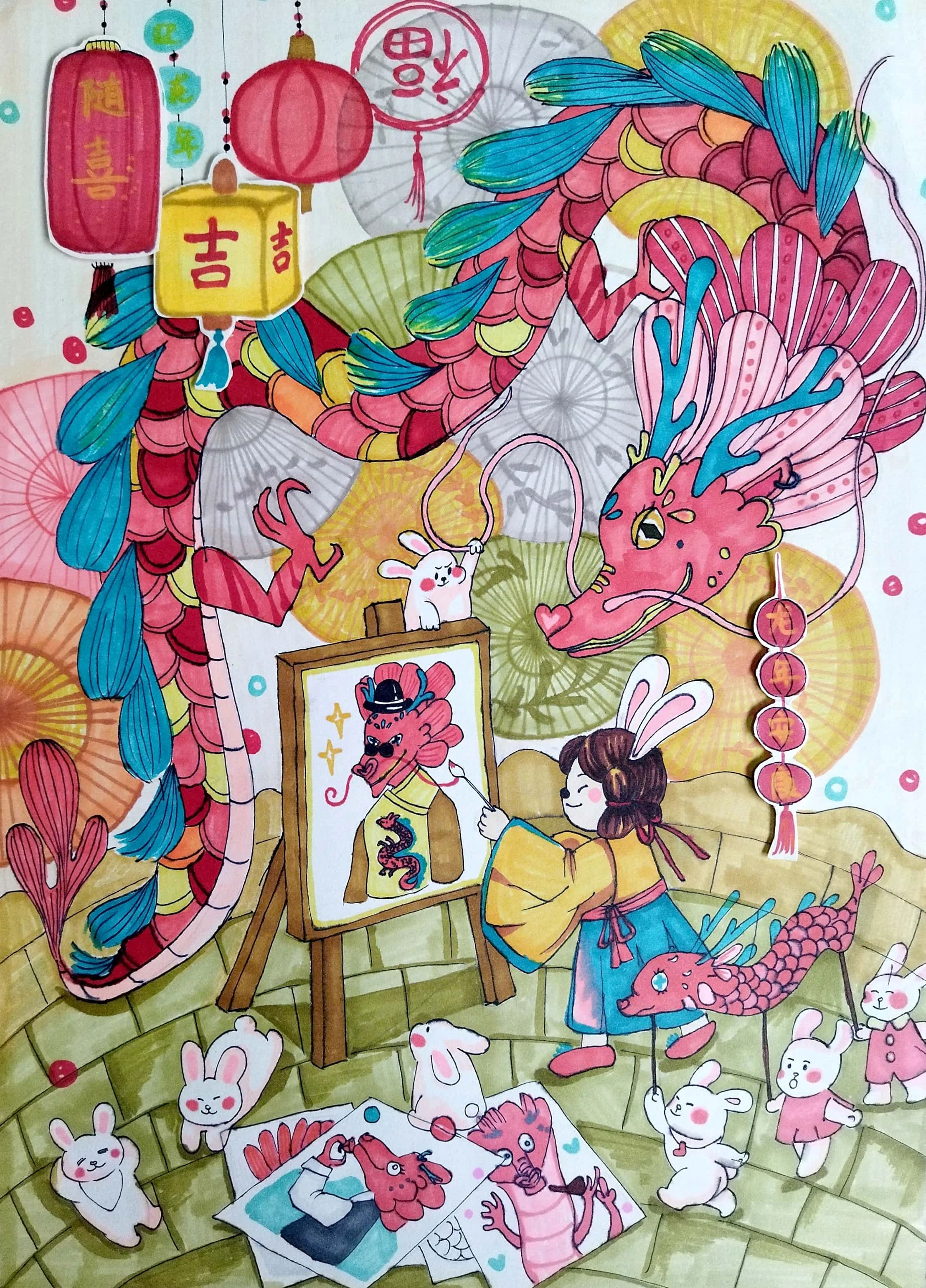 “贺新禧 迎新年”儿童画优秀作品