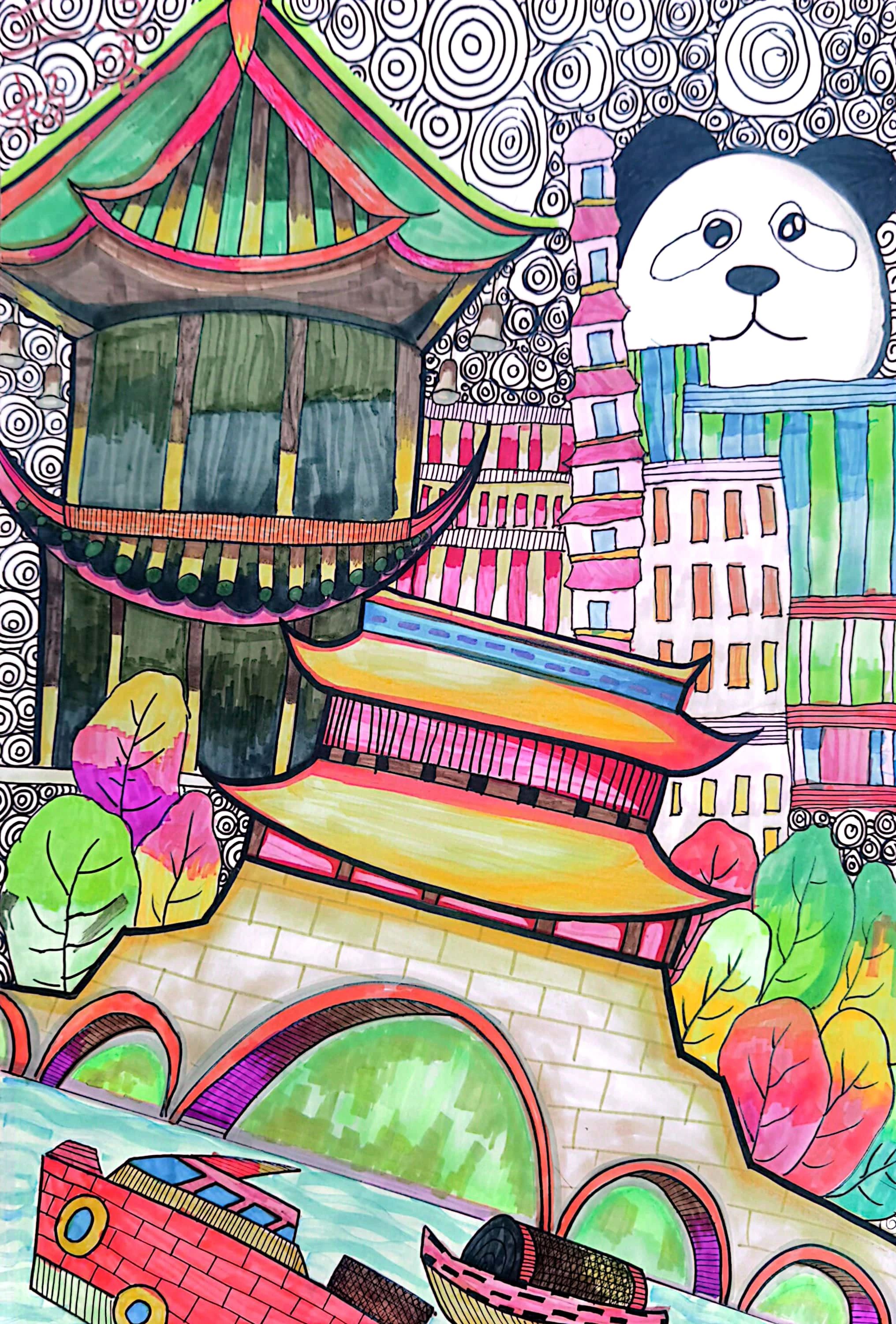 幸福河湖  最美成都儿童画画图片