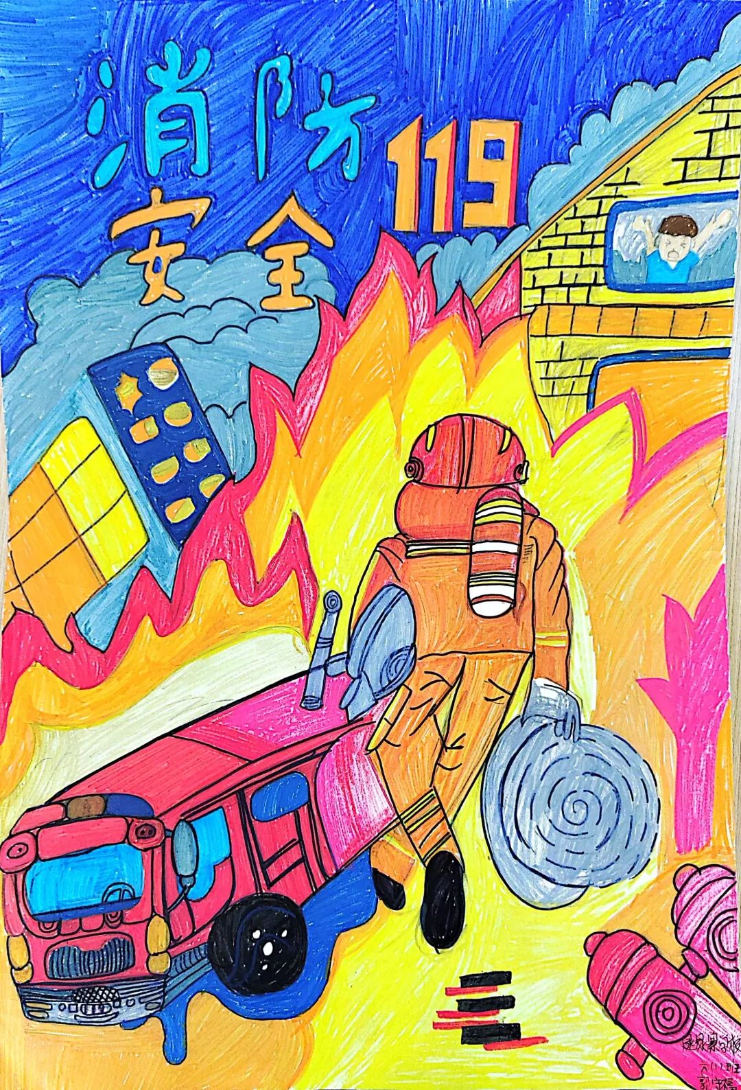以“消防安全119”为题的画一等奖