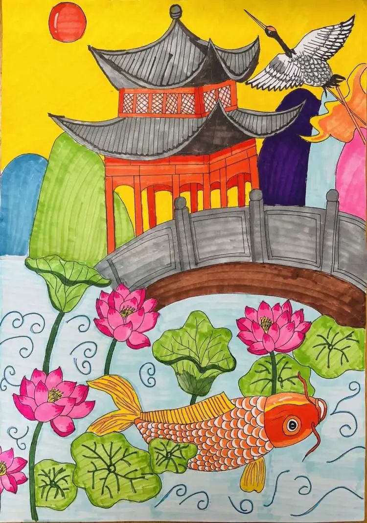以莲花与清廉的儿童画画图片