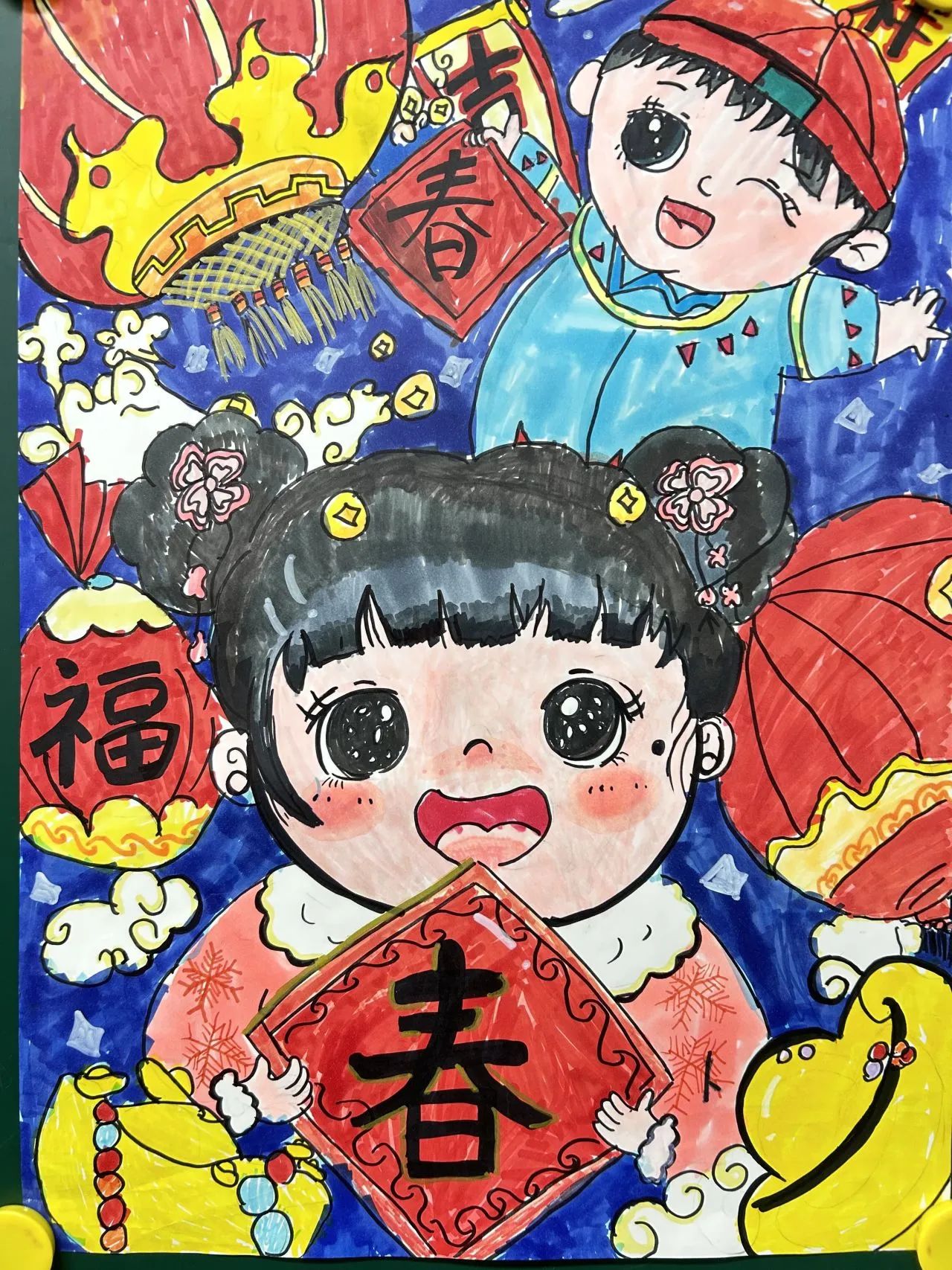 简单好看的龙年春节儿童画