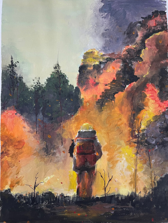 “致敬消防员 童绘火焰蓝”儿童画作品