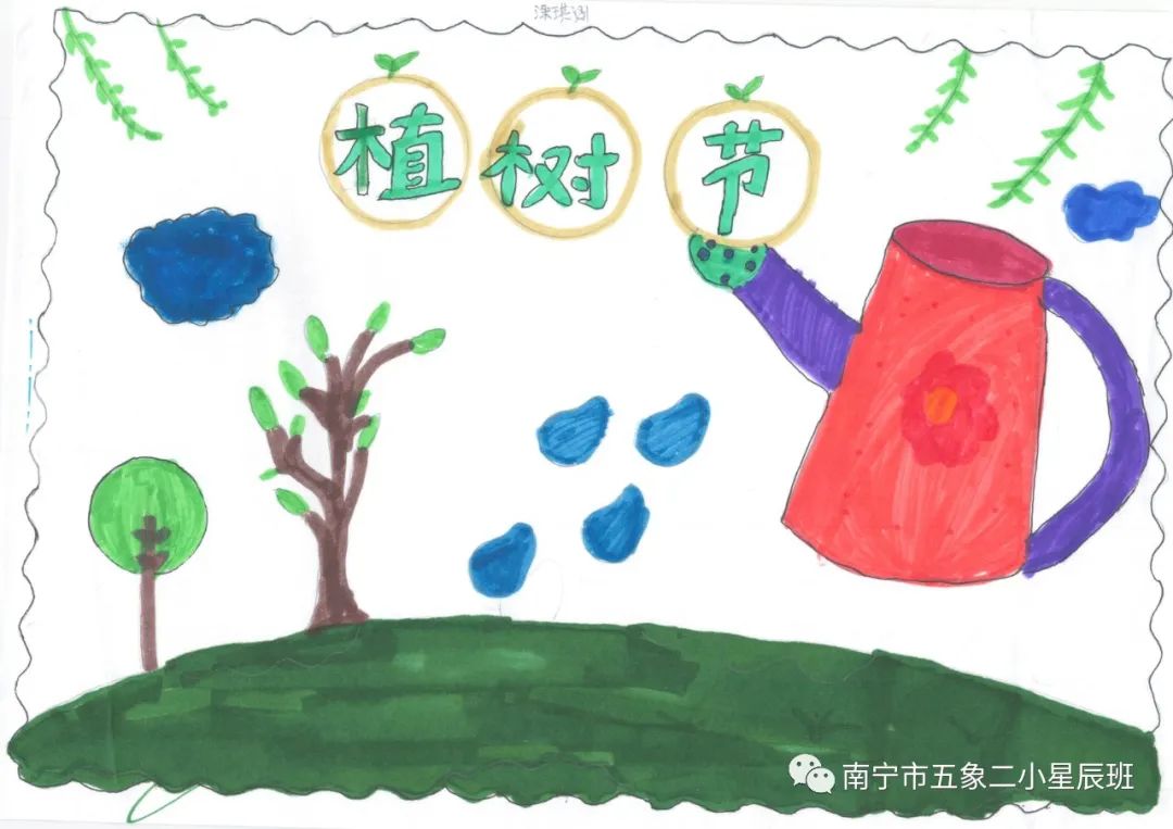 适合幼儿园的植树节儿童画
