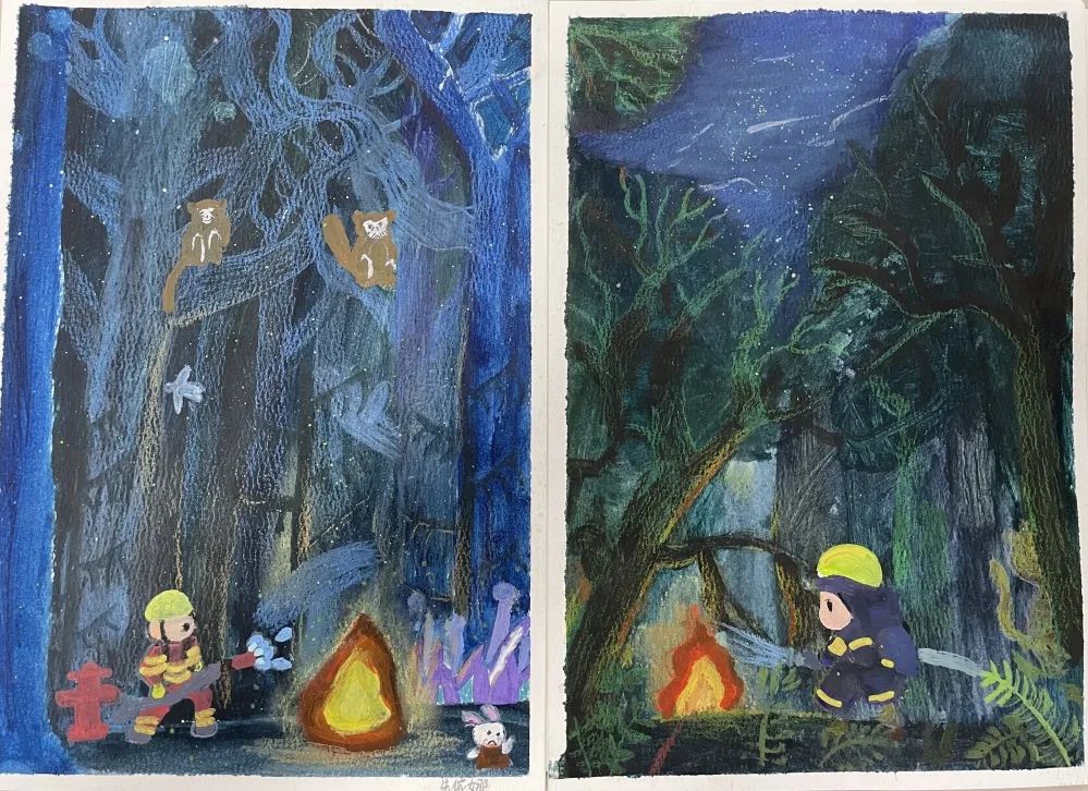 小学四年级森林防火绘画作品
