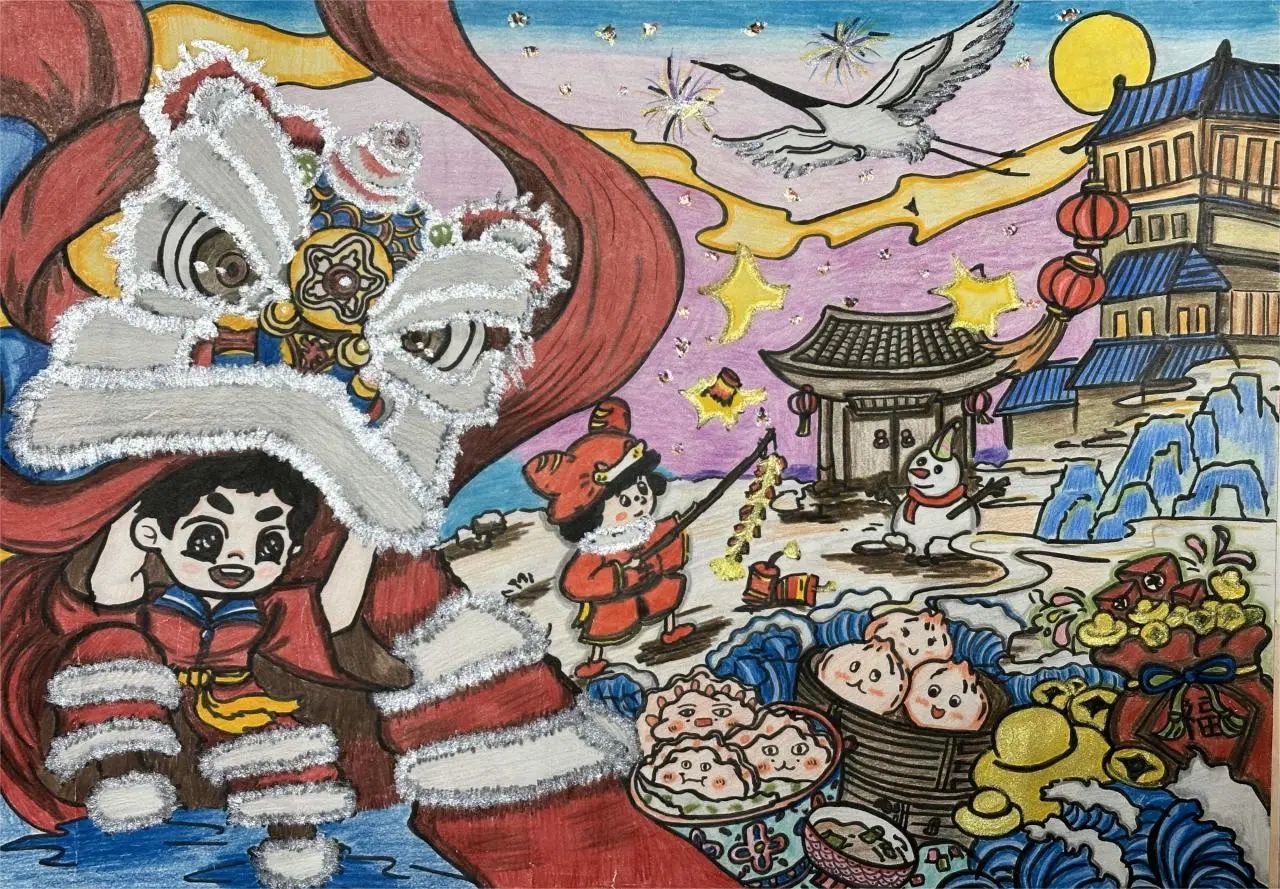 龙年大吉快乐成长画画图片