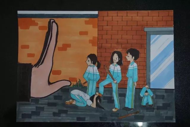 向校园暴力"亮剑"的儿童画画图片
