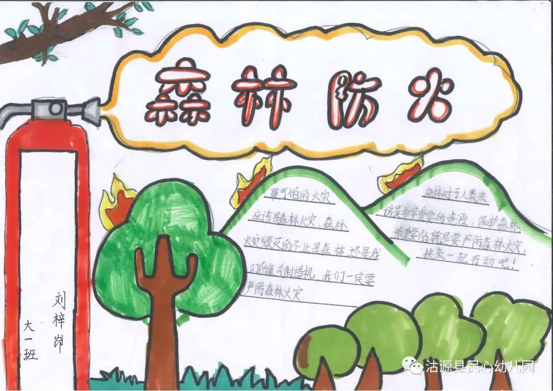 “森林防火 爱护家园”幼儿园大班绘画