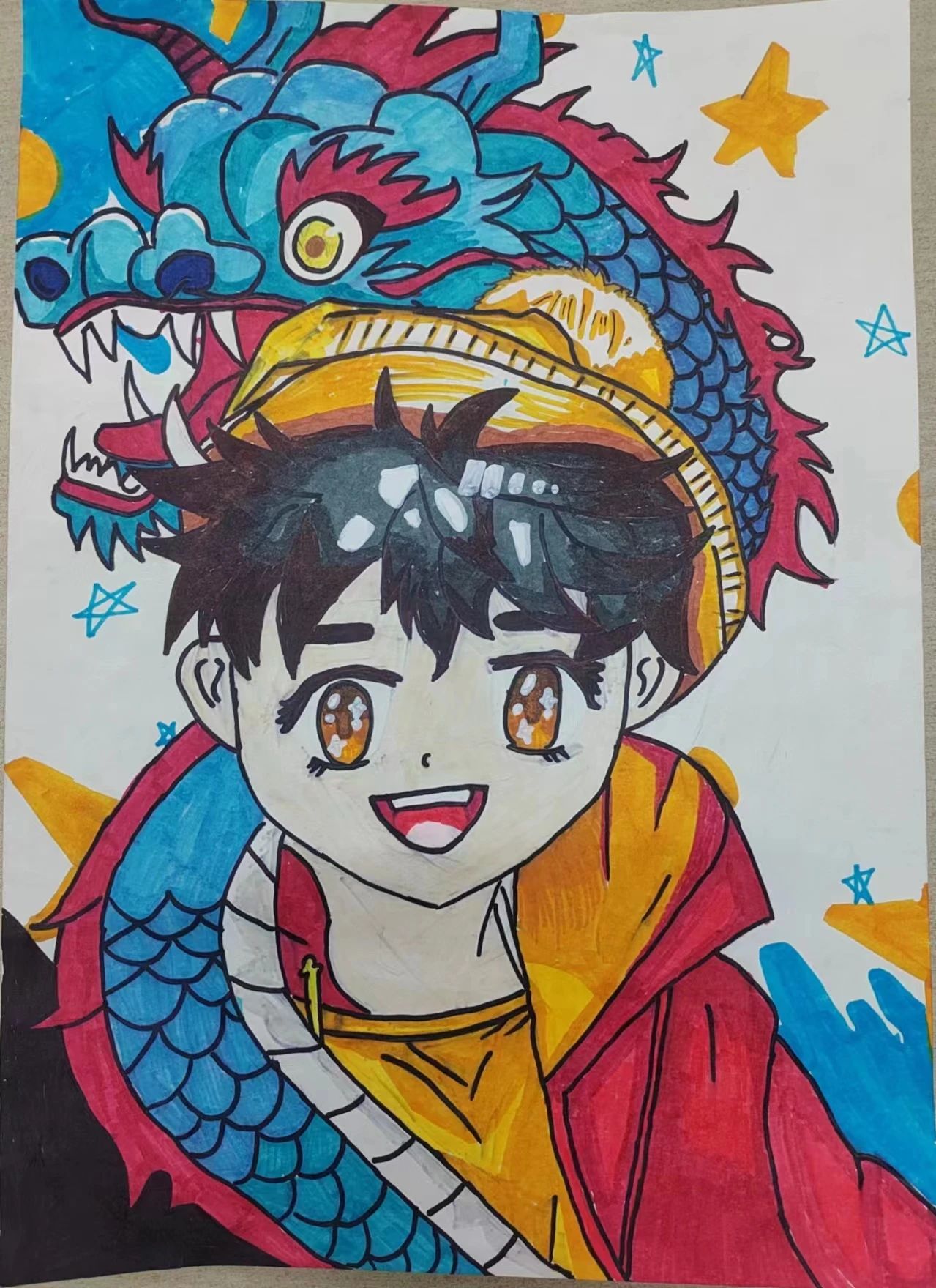 “溢彩童年梦 绘画迎新春”少儿绘画优秀作品《龙的传人》
