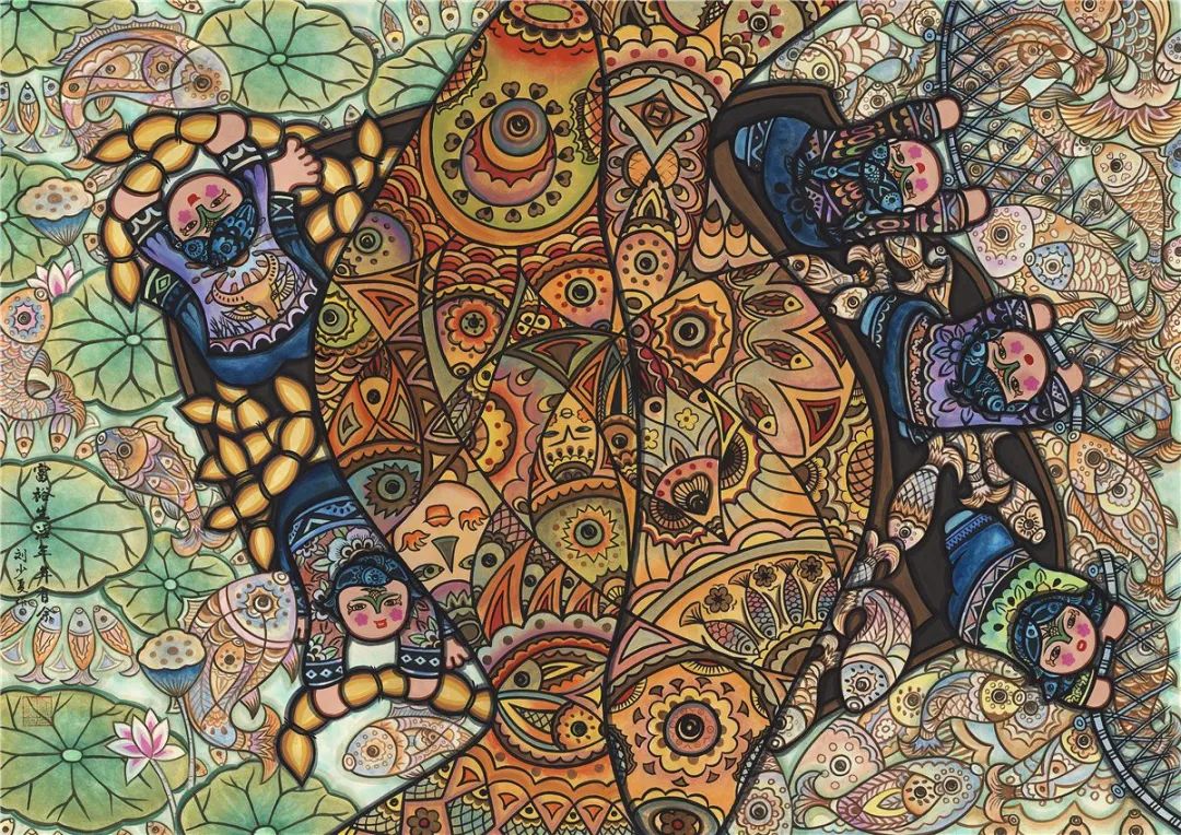 快乐过新年的儿童画作品欣赏