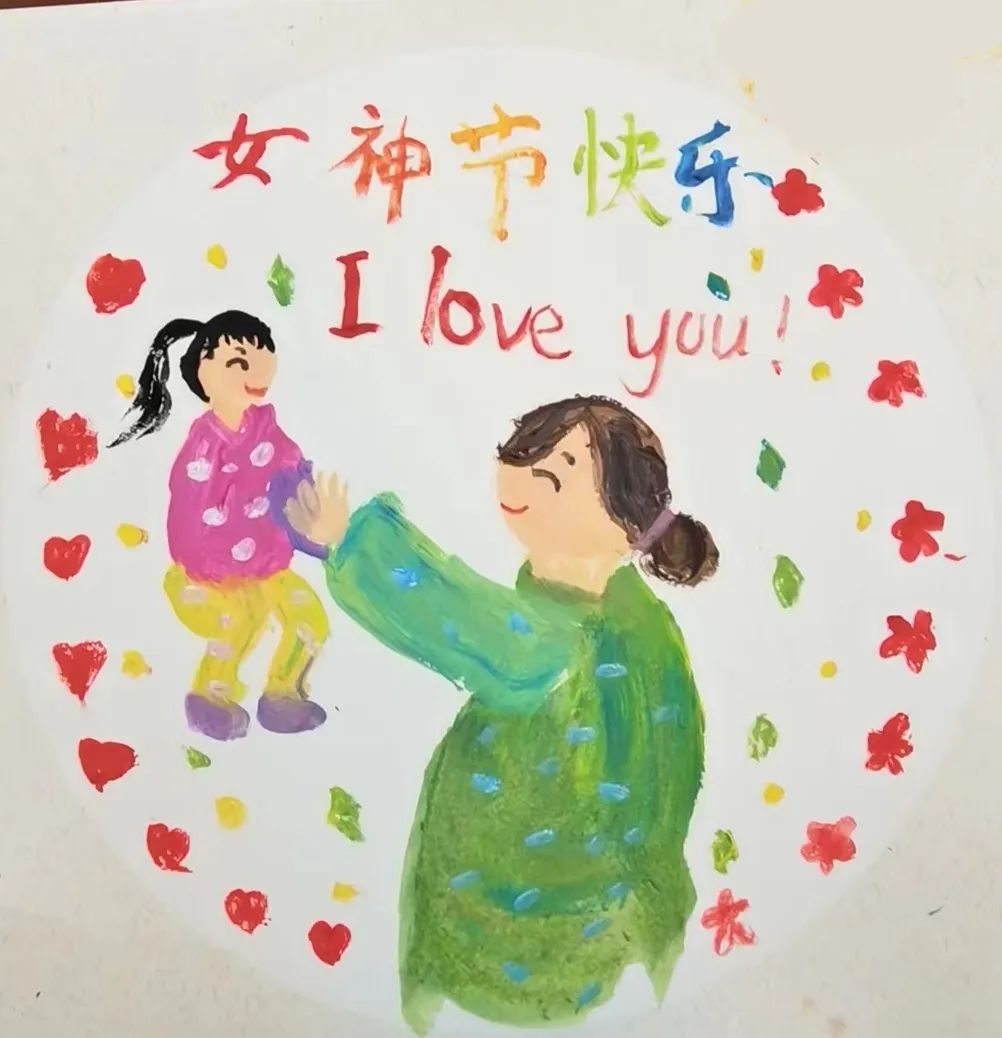 《快乐的母女》好看的母亲节主题画图片