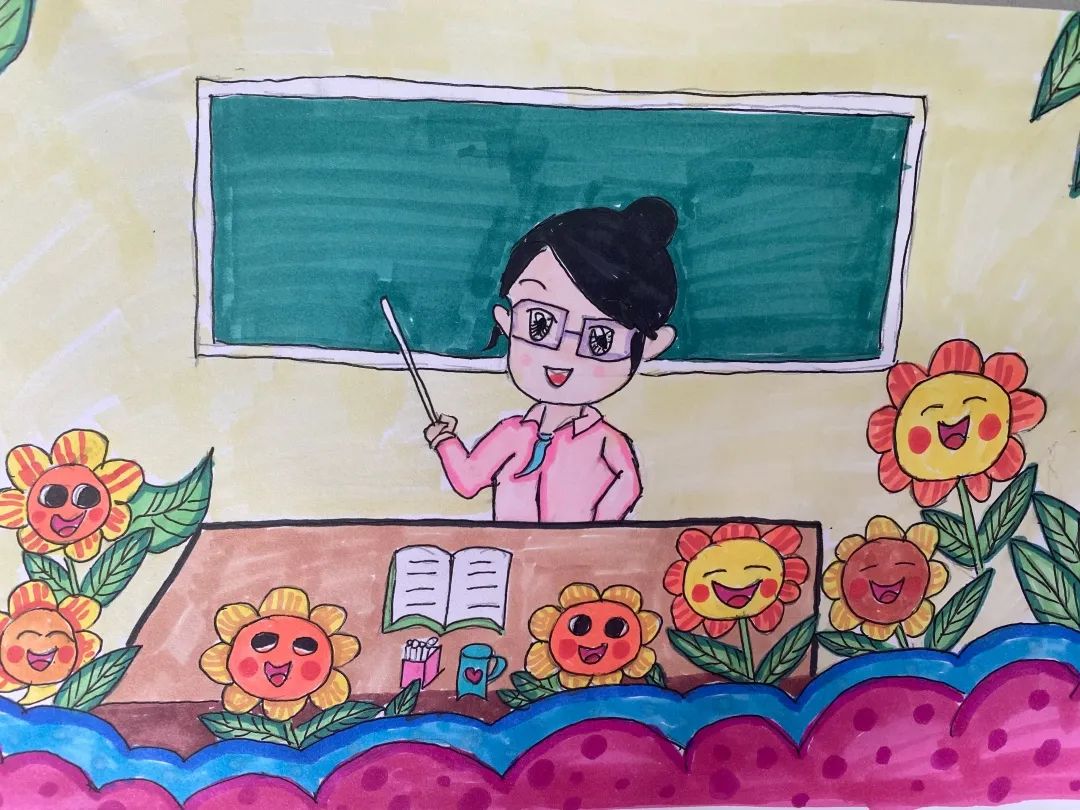 小学生简单的感恩教师节主题绘画作品