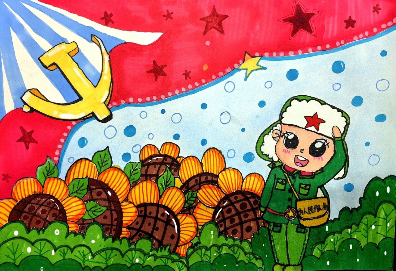 “雷锋精神 伴我成长”主题儿童画