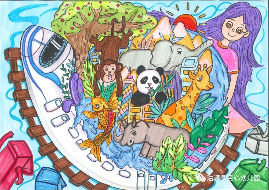 “爱护家园 保护森林”消防主题绘画