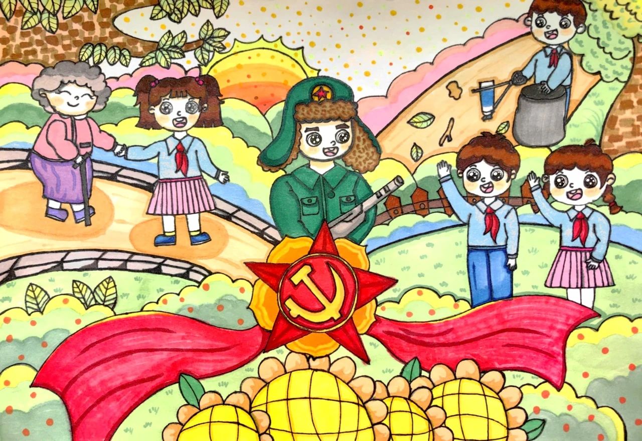 “红领巾致敬雷锋精神”儿童画作品