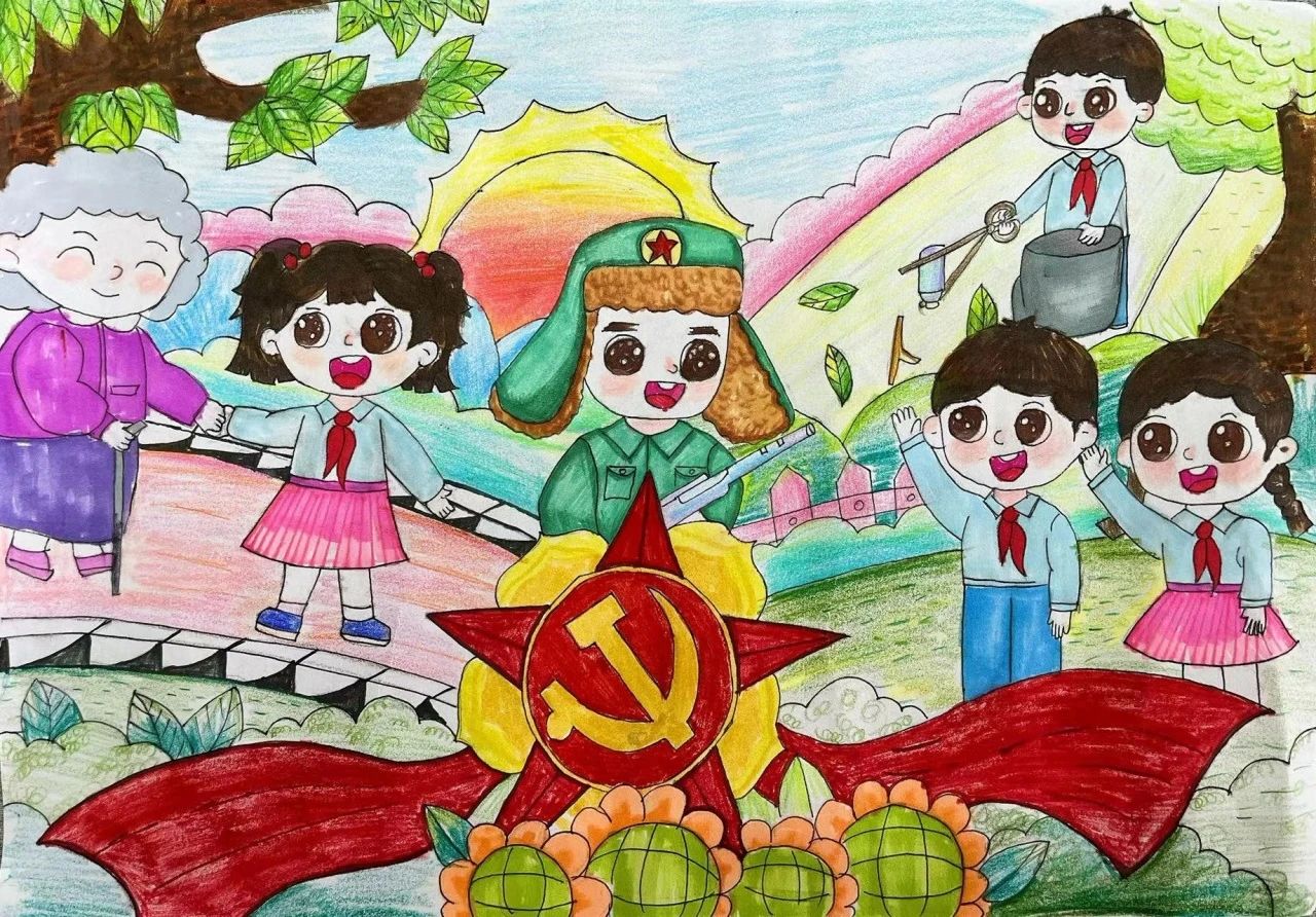 “红领巾致敬雷锋 雷锋精神代代相传”儿童画一等奖作品